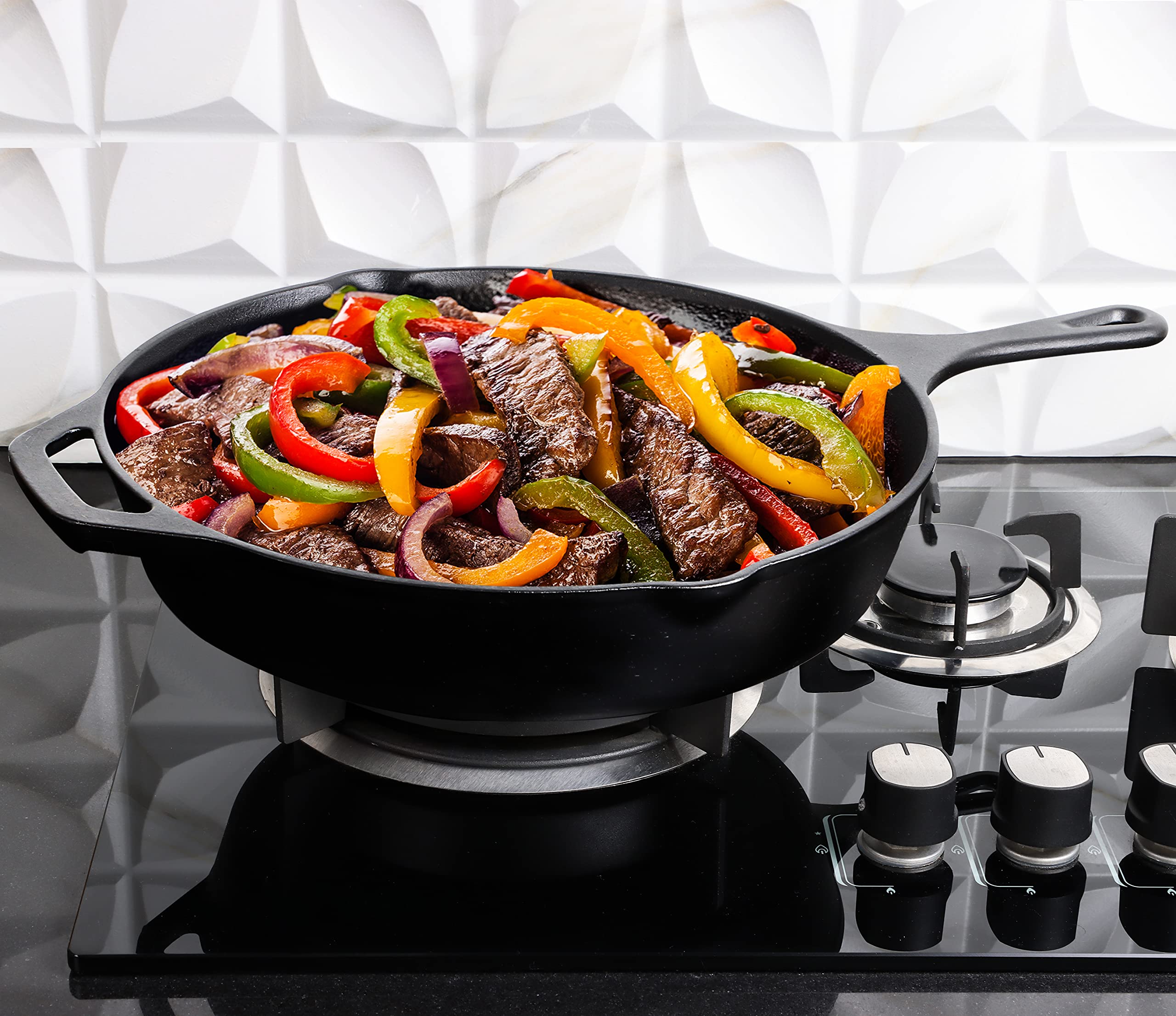 Utopia Kitchen Cast Iron Skillet 12 Inch Pre-Seasoned PFAS-Free Black