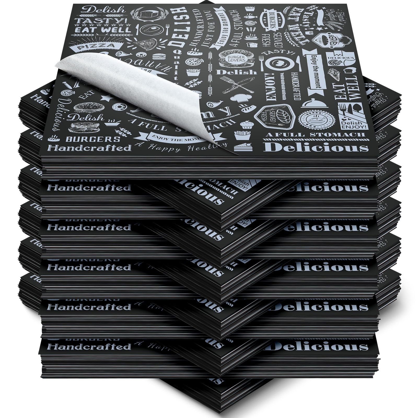 Outus 1000 Pcs 12 x 12 Inch Deli Wax Paper Sheets, Black