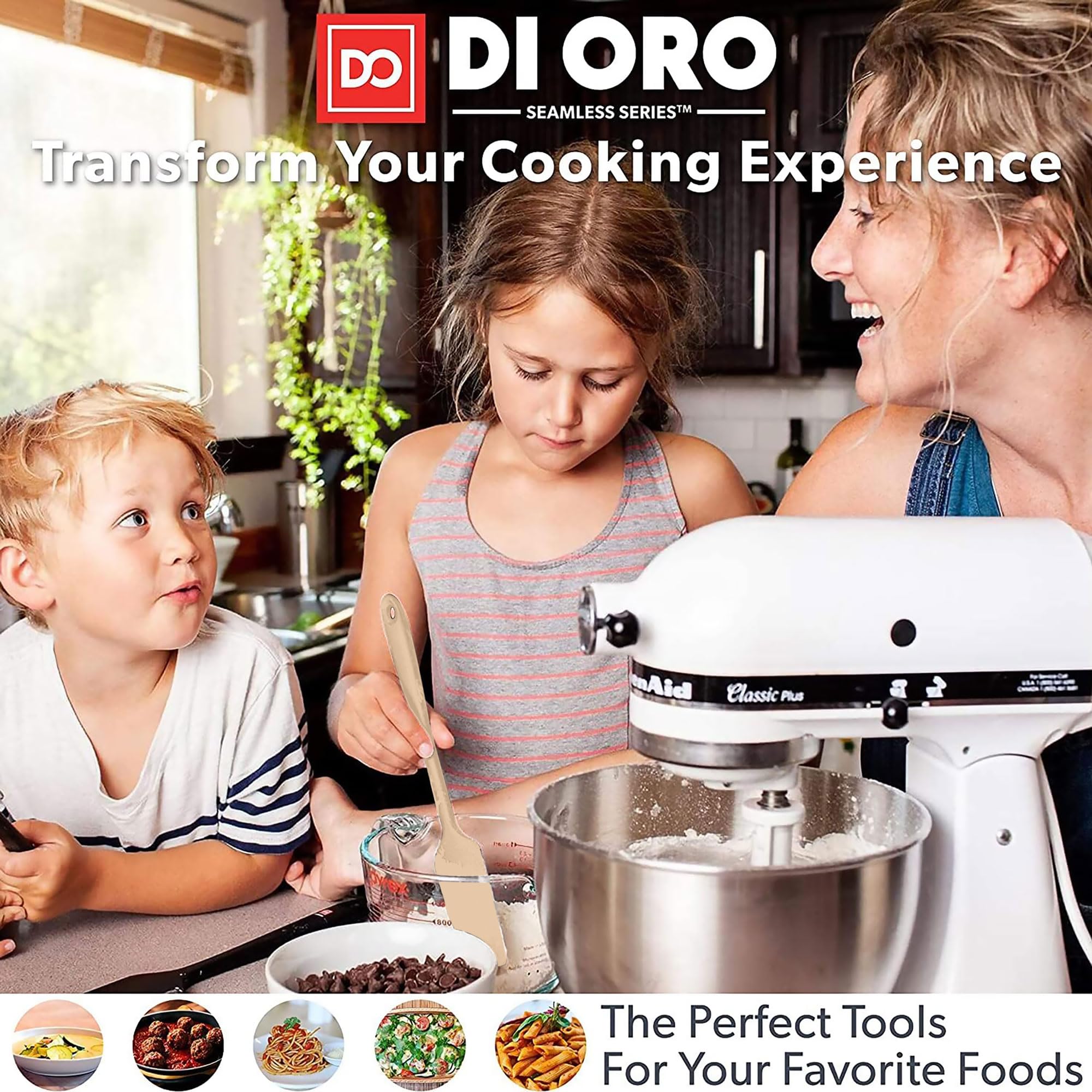 DI ORO Silicone Spatula Set - 600F Heat Resistant, 4-Pc Clay
