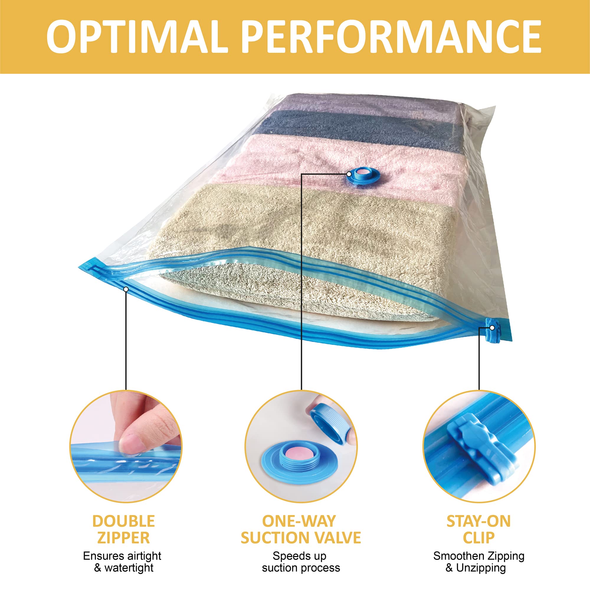 Roomimaster Vacuum Storage Bags, Vacuum Seal Space Saver Bags for Clothing, Travel Lugggage, Carry-on, Blankets, Comforters, Pillow, Bedding, 10 Medium