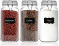 HVOPGEEUAN Clear Food Storage Jars 78oz Square, Airtight Glass Canister with Lids Set of 3, Kitchen & Pantry Organization Food Storage Container for Canning, Sugar, Flour, Candy, Cereal, Coffee