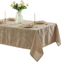 Newbridge Barcelona Luxury Damask Fabric Tablecloth, 60” Wide x 120” Rectangle, Golden Beige, 100% Polyester, No Iron, Soil Resistant Dining Room, Party and Banquet Table Cover