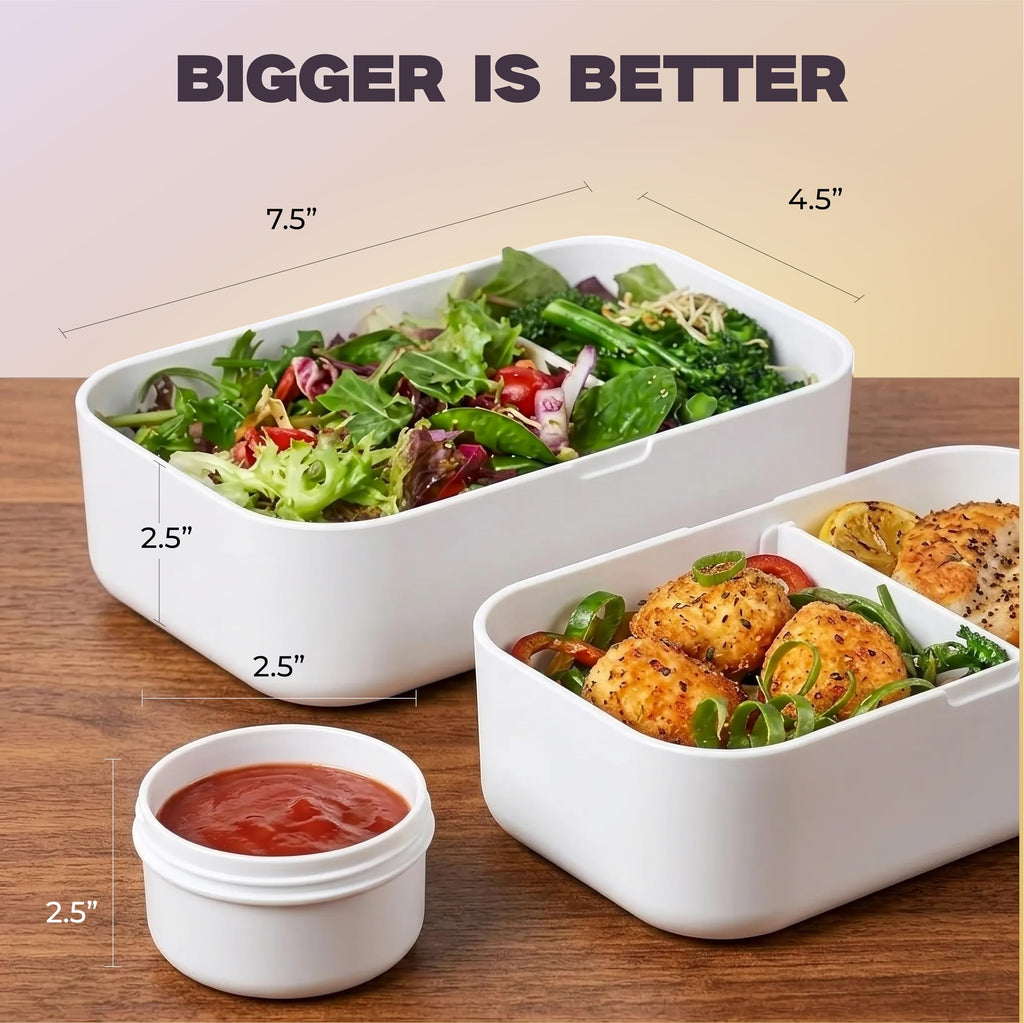 KARRICO Double Premium Bento Box Adult, 67 fl oz BPA-Free - Cream Stackable Lunch Box with Leak-Proof Lids & Dividers, Perfect for Meal Prep, Lunches & Portion Control