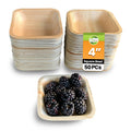 Raj Palm Leaf Disposable Heavy Duty 4" Square Bowls 50 Pack