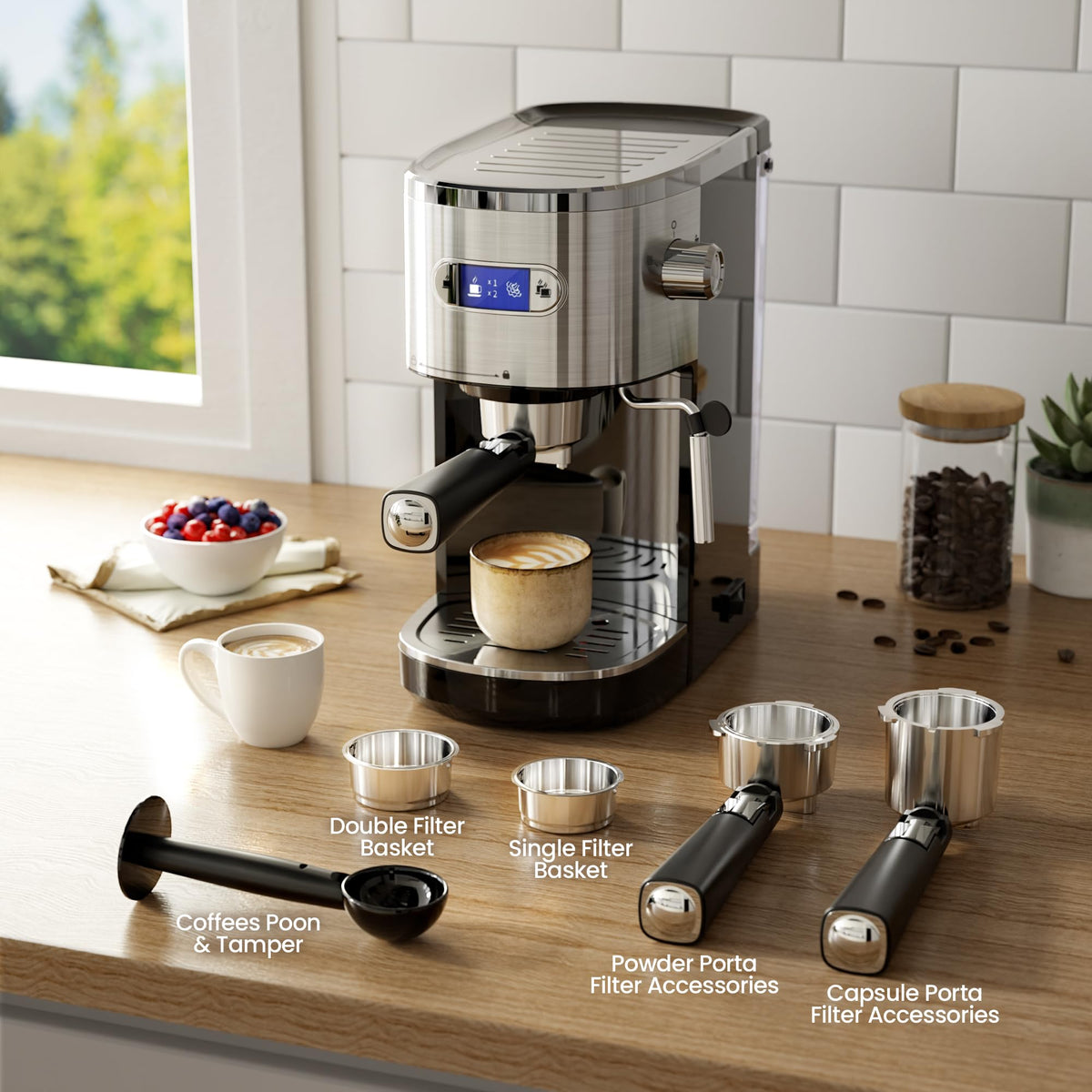 Kismile Stainless Steel 20 Bar Espresso Machine with Milk Frother