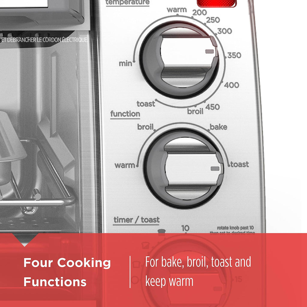 BLACK+DECKER 4-Slice Toaster Oven with Natural Convection, Stainless Steel, TO1760SS (TO1760SST-1)