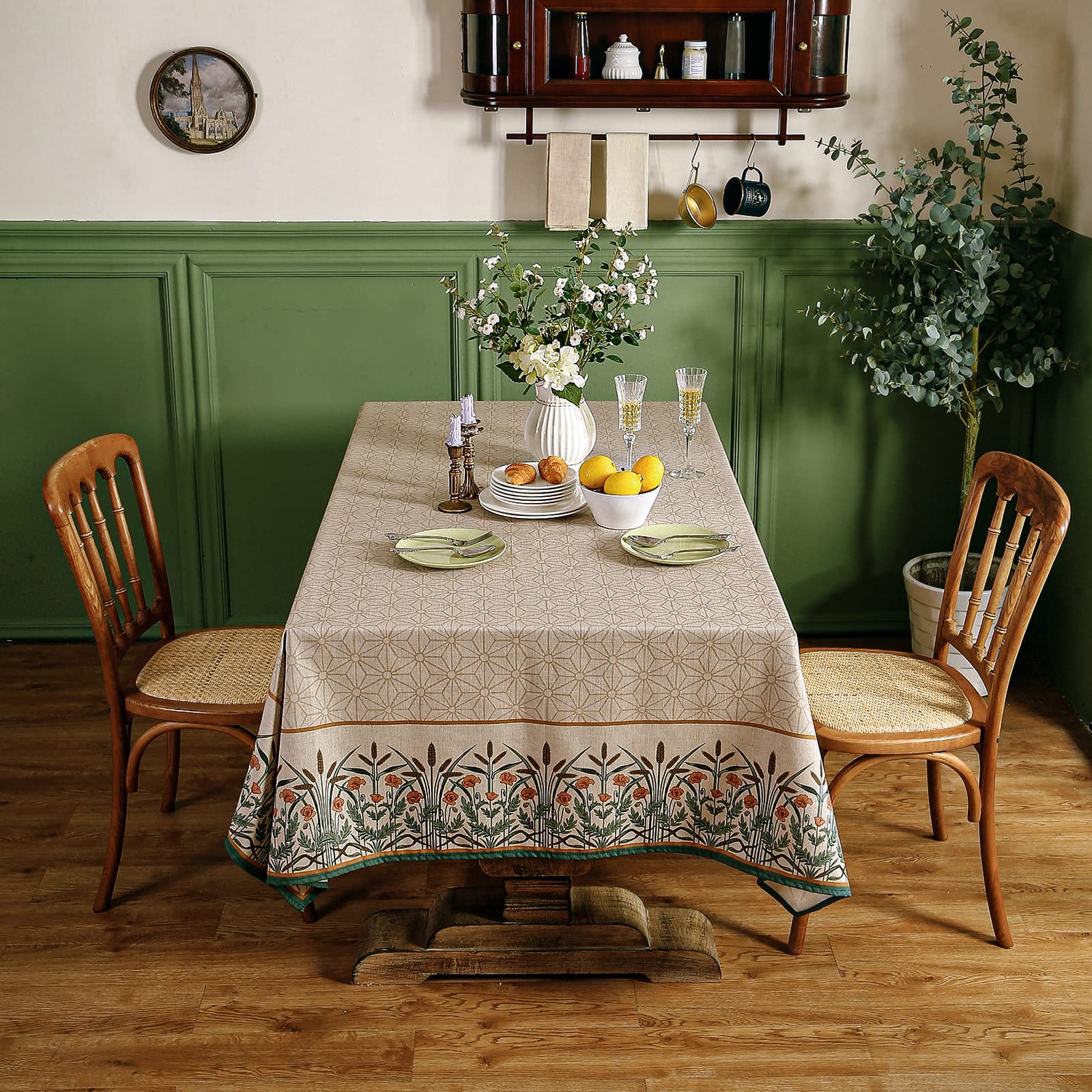 patdrea Vintage French Linen Tablecloth,Rectangular,118"x67"-Cudillero