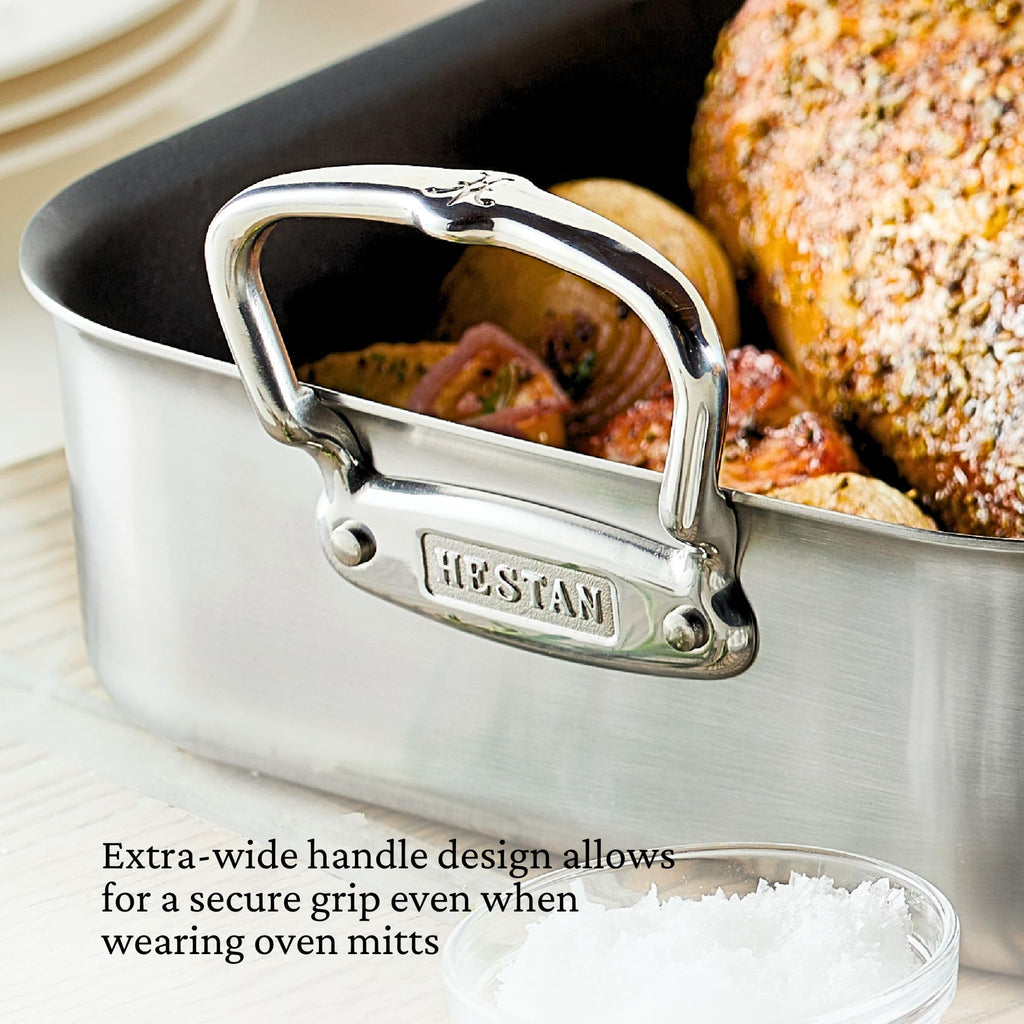 Hestan Provisions – 16.5" Classic Clad Nonstick Roasting Pan with Stainless Steel Rack