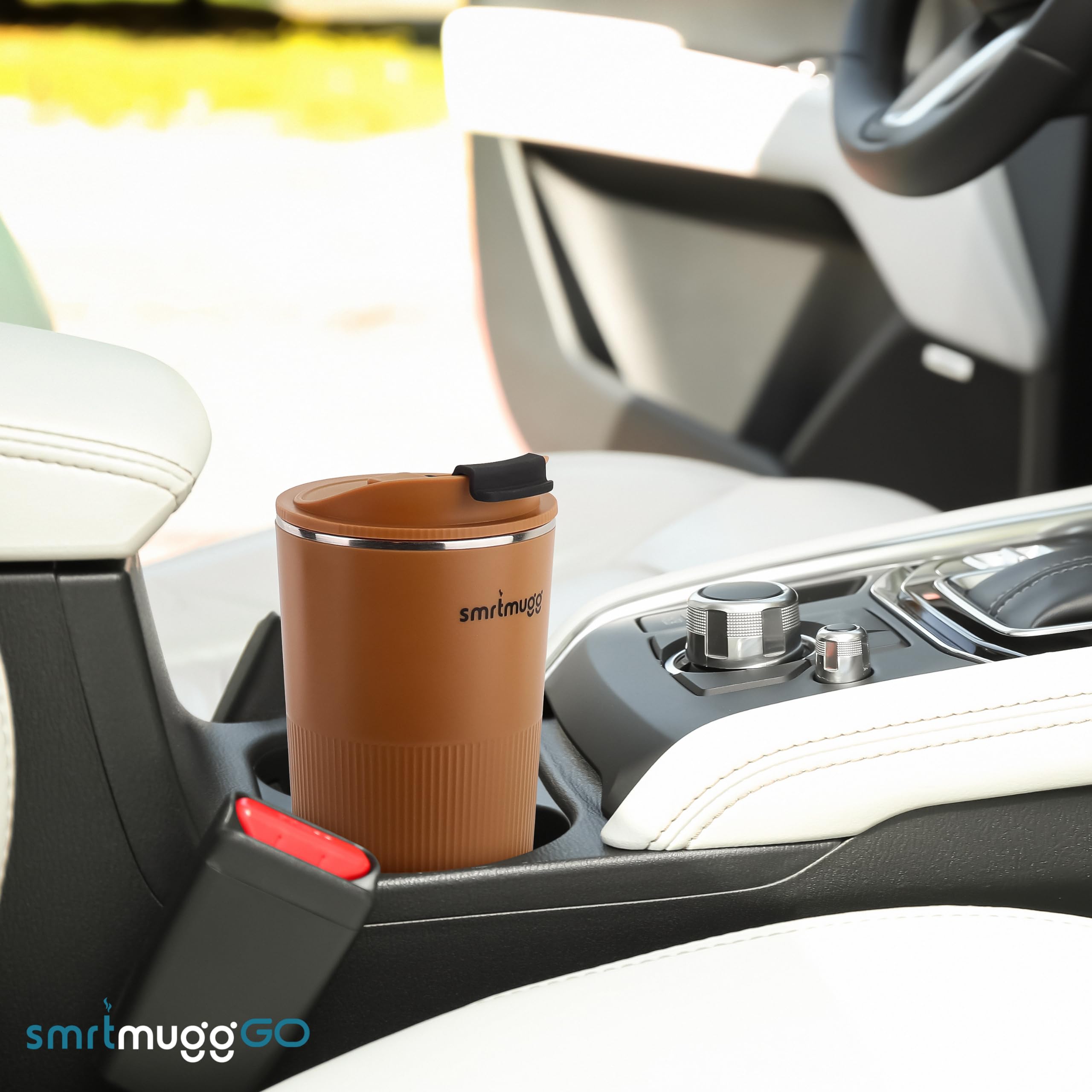 SmrtMugg GO Heated Coffee Mug, Travel Mug, 13.5 OZ. Smart Mug, Battery Powered Heated Coffee Mug, Great for Coffee and Tea, Snap on Magnetic Charging Cord, New and Improved (Pumpkin Spice)