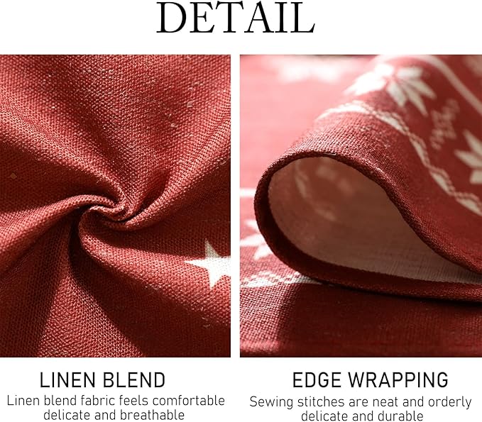 ISAENNE Designer Christmas Red Extra Long Rectangle Tablecloth,Linen Table Cloth with Snowflakes Pattern,Wrinkle Resistant Decor Tablecloths for Dining Kitchen Thanksgiving,67"*118"-Carol C