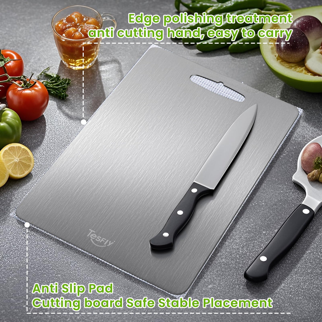 3 Pack Titanium Cutting Board, 100% Pure Titanium Cutting Boards For Kitchen, Dishwasher Safe, Easy to Clean, Double-sided Food-grade Cutting Board For Meats,STQ4