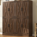 Unikito 71" Tall Kitchen Pantry Cabinet with Farmhouse Barn Doors and Storage Drawer, 8 Adjustable Shelves, Freestanding Cupboard for Dining Room, Living Room, Utility Room, Weathered Brown 2 Pack