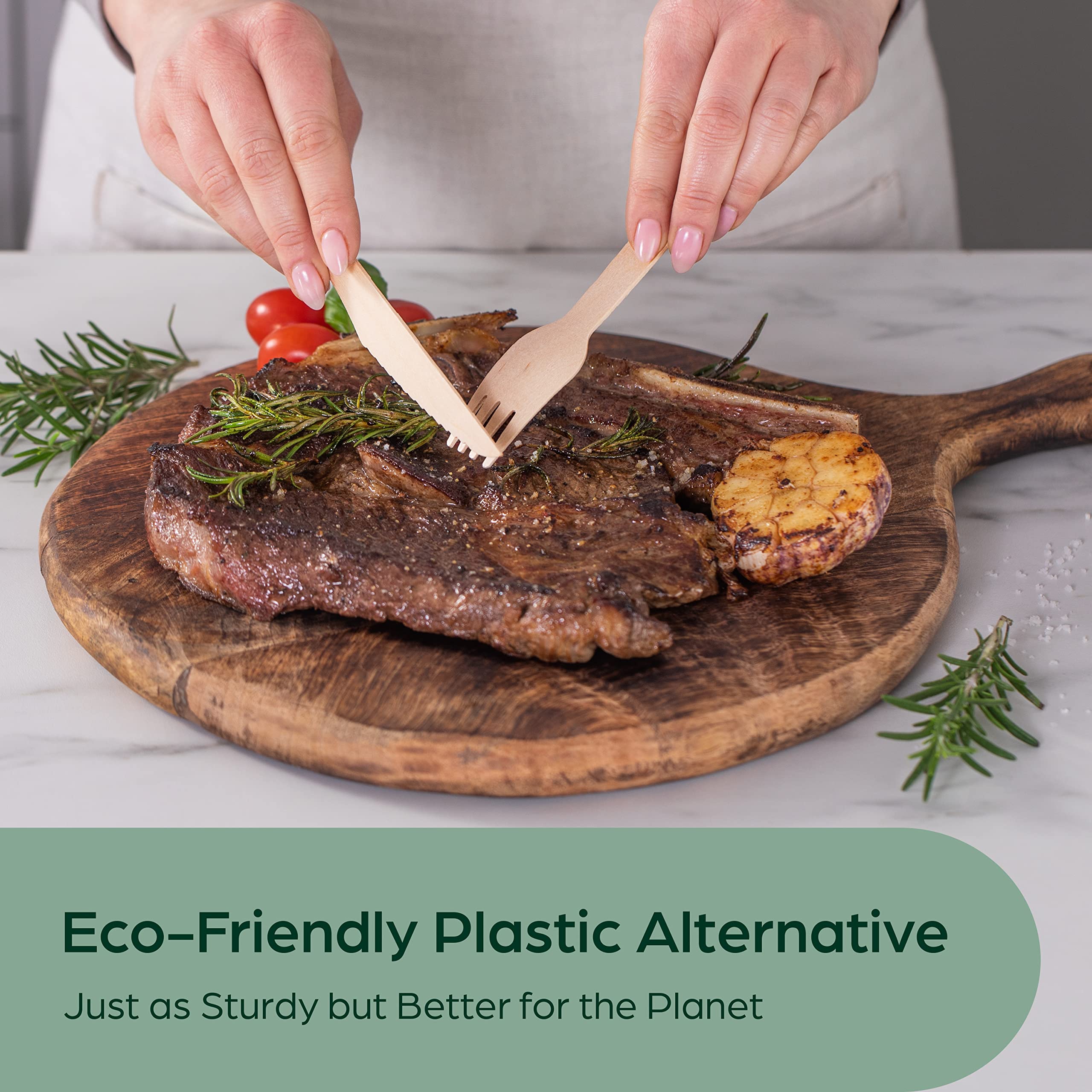 PURPLECLAY Wooden Knives Disposable – 300 Piece Wood Compostable Knives, Eco-Friendly Biodegradable Cutlery Set, Charcuterie Accessories Disposable, Wooden Knife for Parties, Plastic-Free Utensils