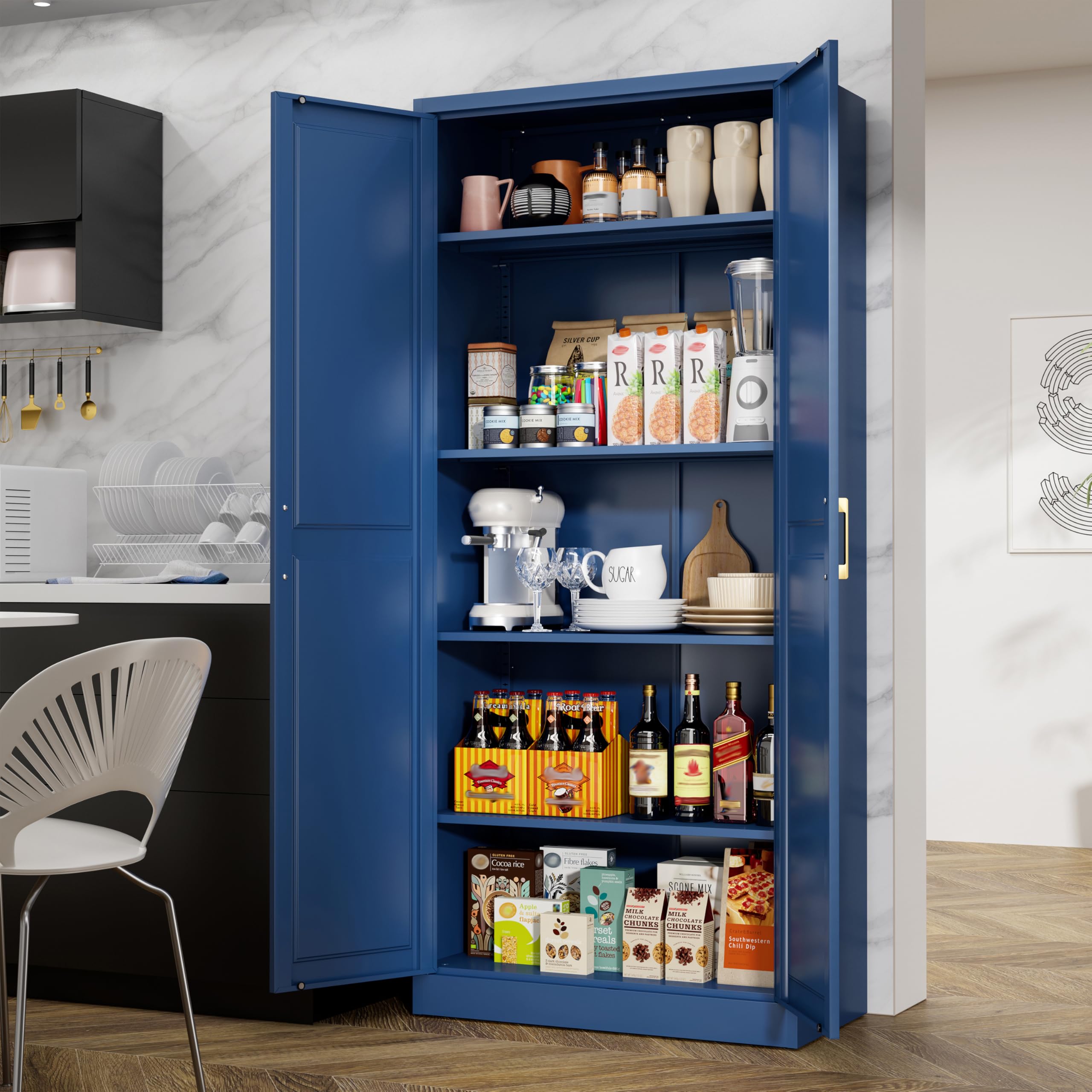 MetalMax 71" Tall Kitchen Pantry Storage Cabinets with Doors and 4 Shelves