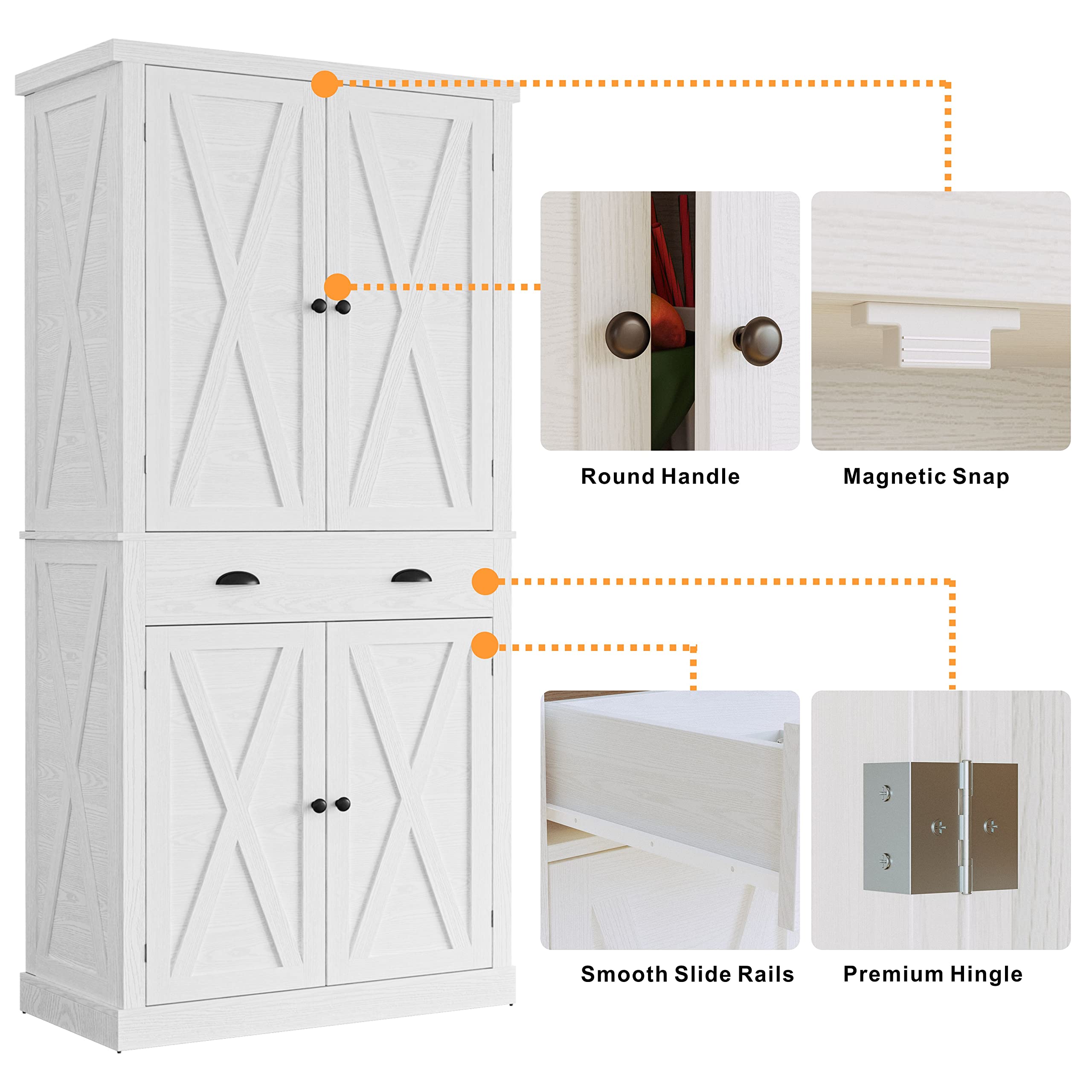 IRONCK Storage Cabinet with Drawers and Doors for Living Room and Entryway