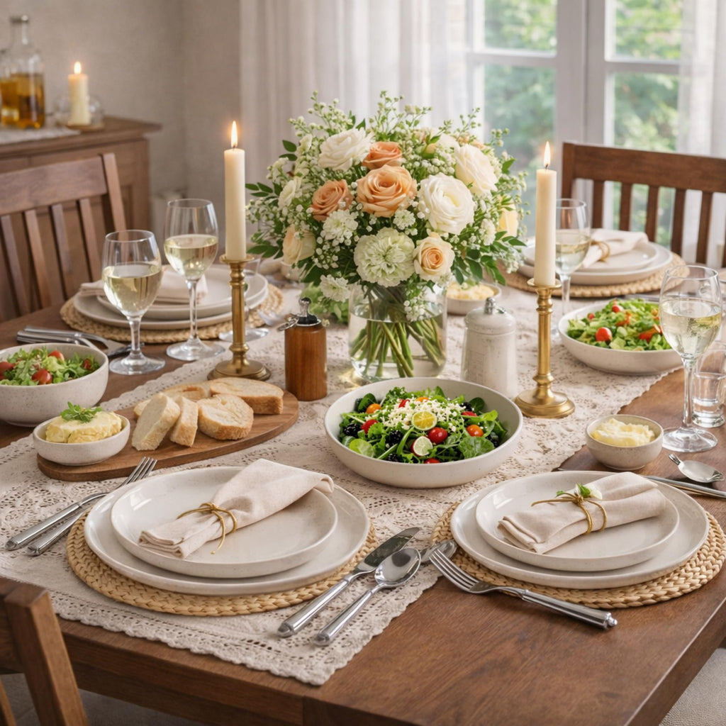 AmorArc Dinnerware Sets for 4, 12 Pieces Ceramic Plates and Bowls Set
