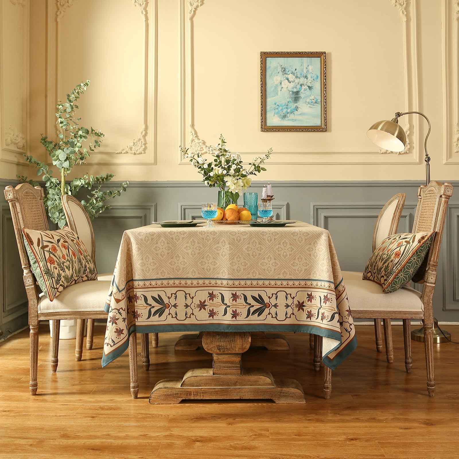patdrea Designer French Linen Tablecloth,Square,55"x55"-Fram