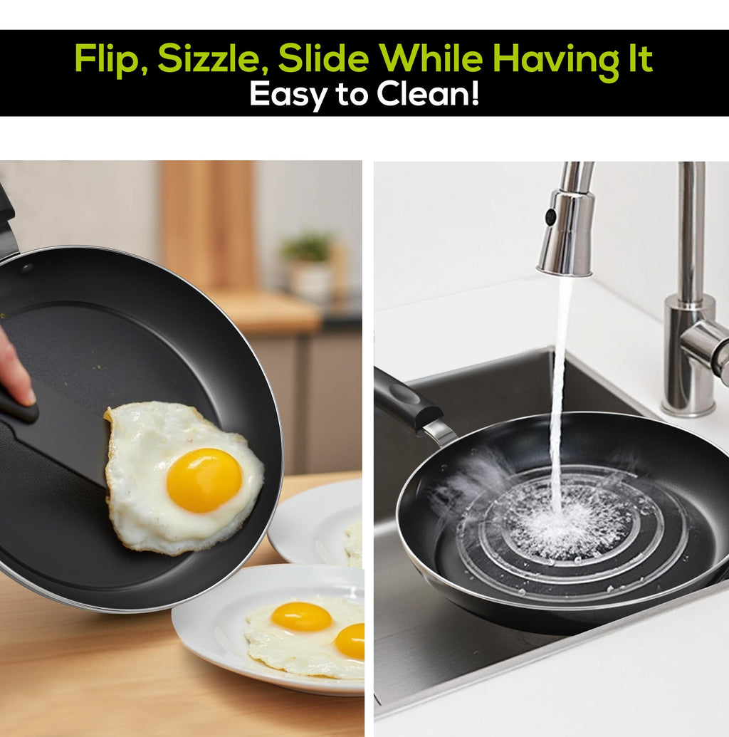 Utopia Kitchen Nonstick Frying Pan Set 3 Piece 8 9.5 11 Inch PFOA Free Grey