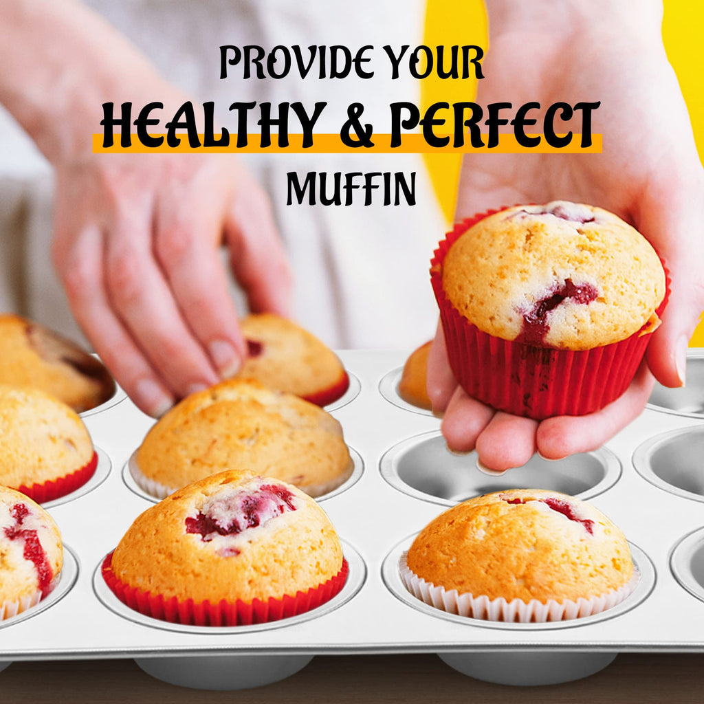 E-far Muffin Pan 12-Cup, Stainless Steel Cupcake Pan for Oven