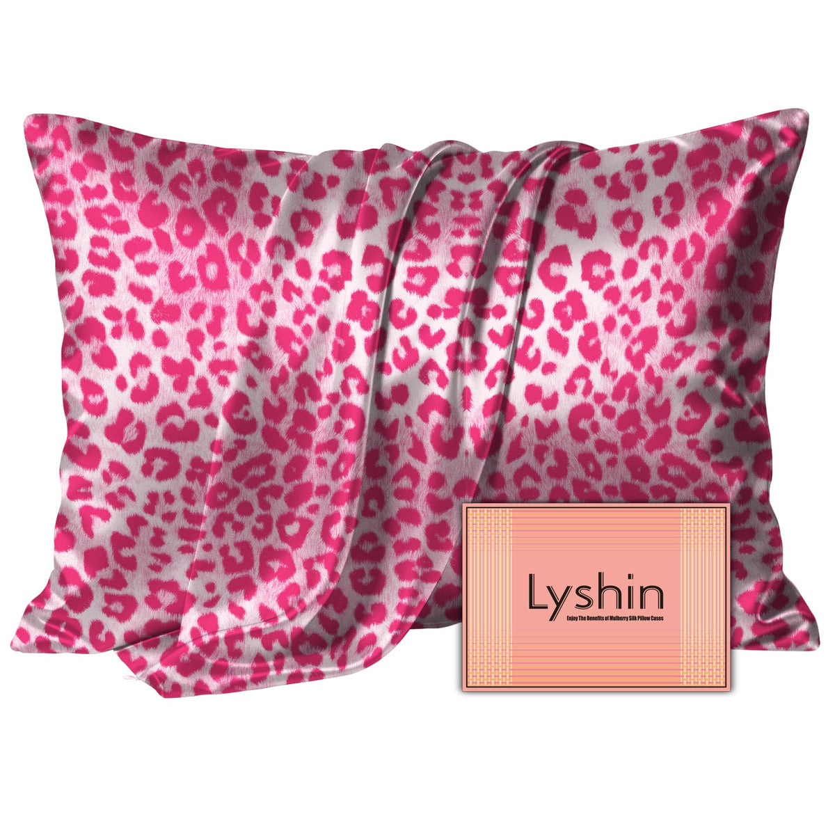 LYSHIN Silk Pillow Cases Standard Size with Hidden Zipper, Leopard