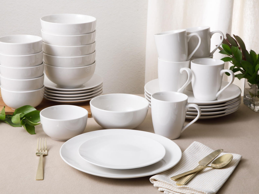 Gibson Home Ogalla 30-Piece Dinnerware Set – Porcelain, Chip & Scratch Resistant, White - Service for 6