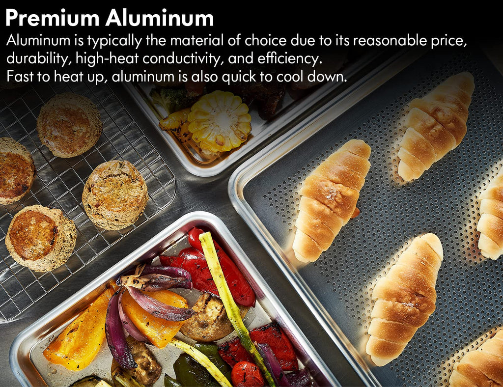 CURTA 12 Pack Aluminum Sheet Pan, NSF Listed Half Size 18 x 13 inch Commercial Bakery Cake Bun Pan, Baking Tray