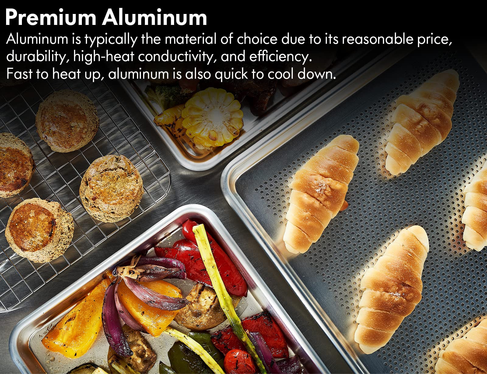 CURTA 12 Pack Aluminum Sheet Pan, NSF Listed Half Size 18 x 13 inch Commercial Bakery Cake Bun Pan, Baking Tray