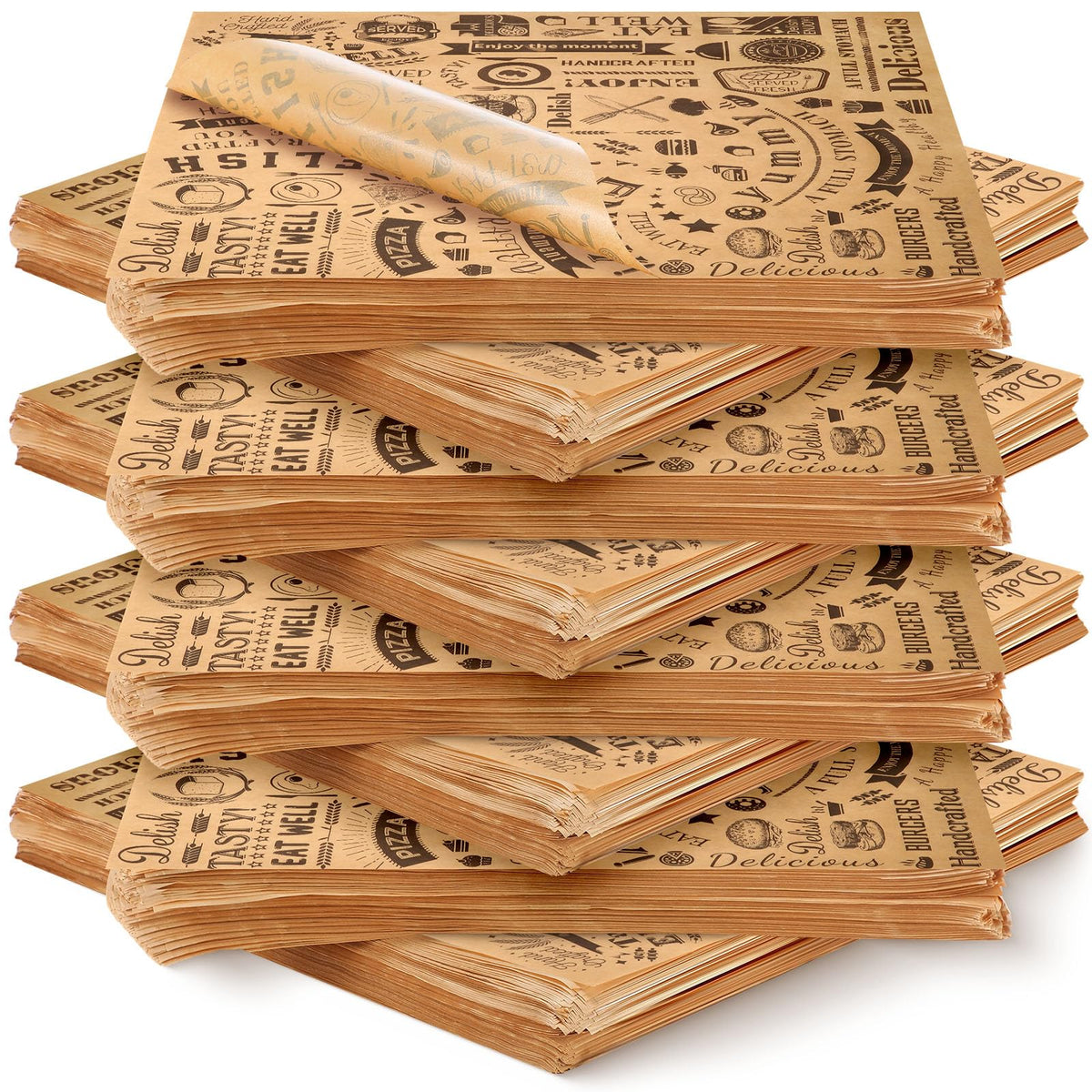 Outus 1800 Pcs 12 x 12 Inch Deli Wax Paper Sheets, Brown