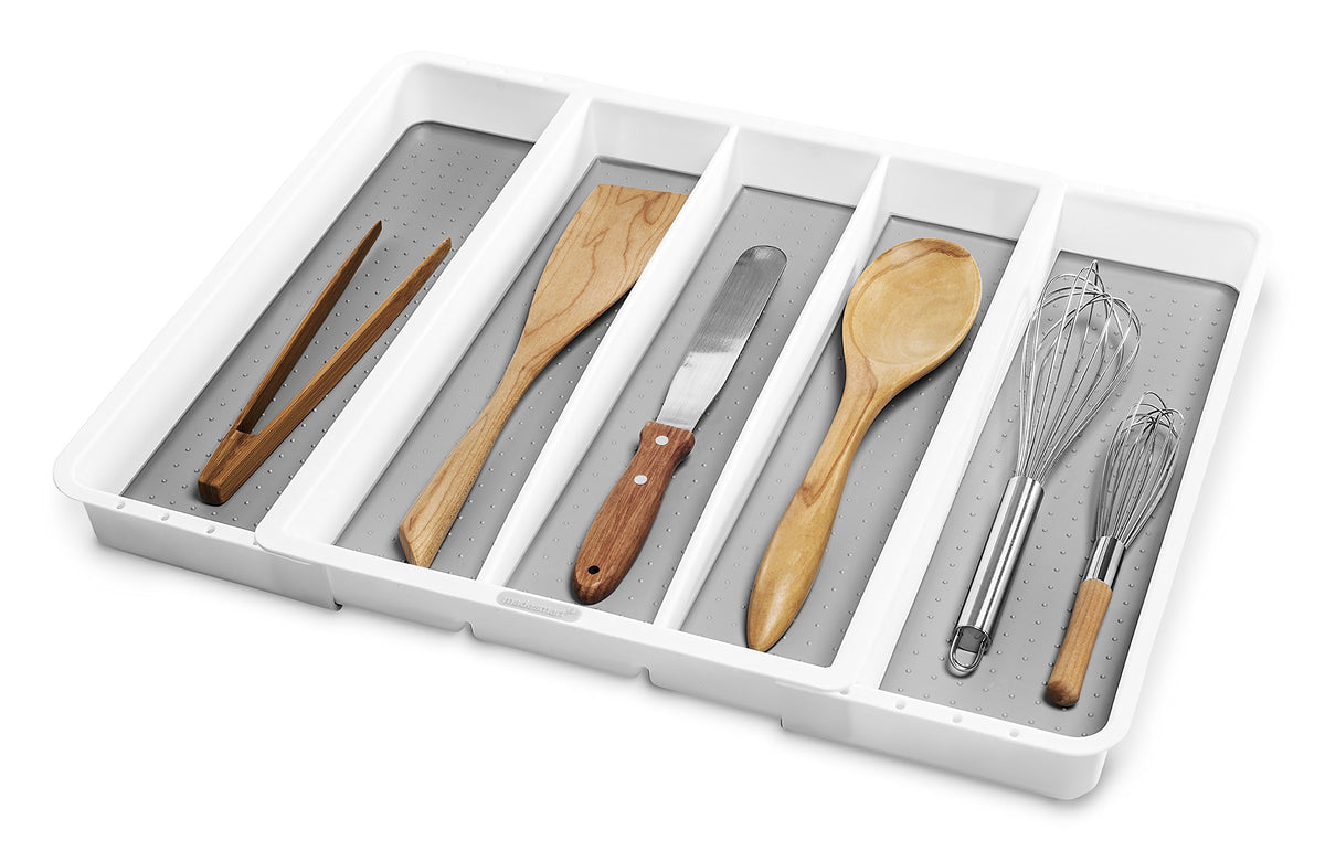 madesmart Classic Expandable Compartment Utensil Tray, White