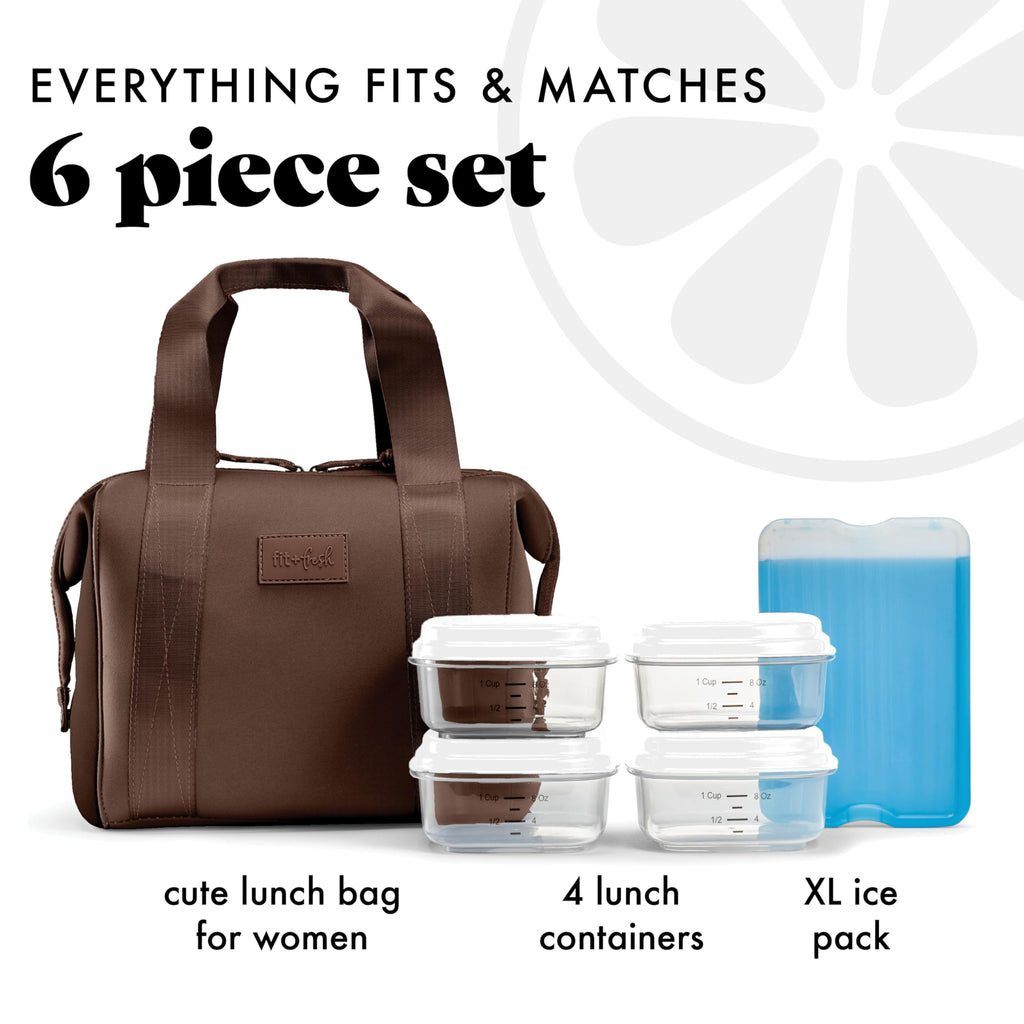 Fit & Fresh Remi Neoprene Lunch Bag for Women w/Ice Pack & Containers