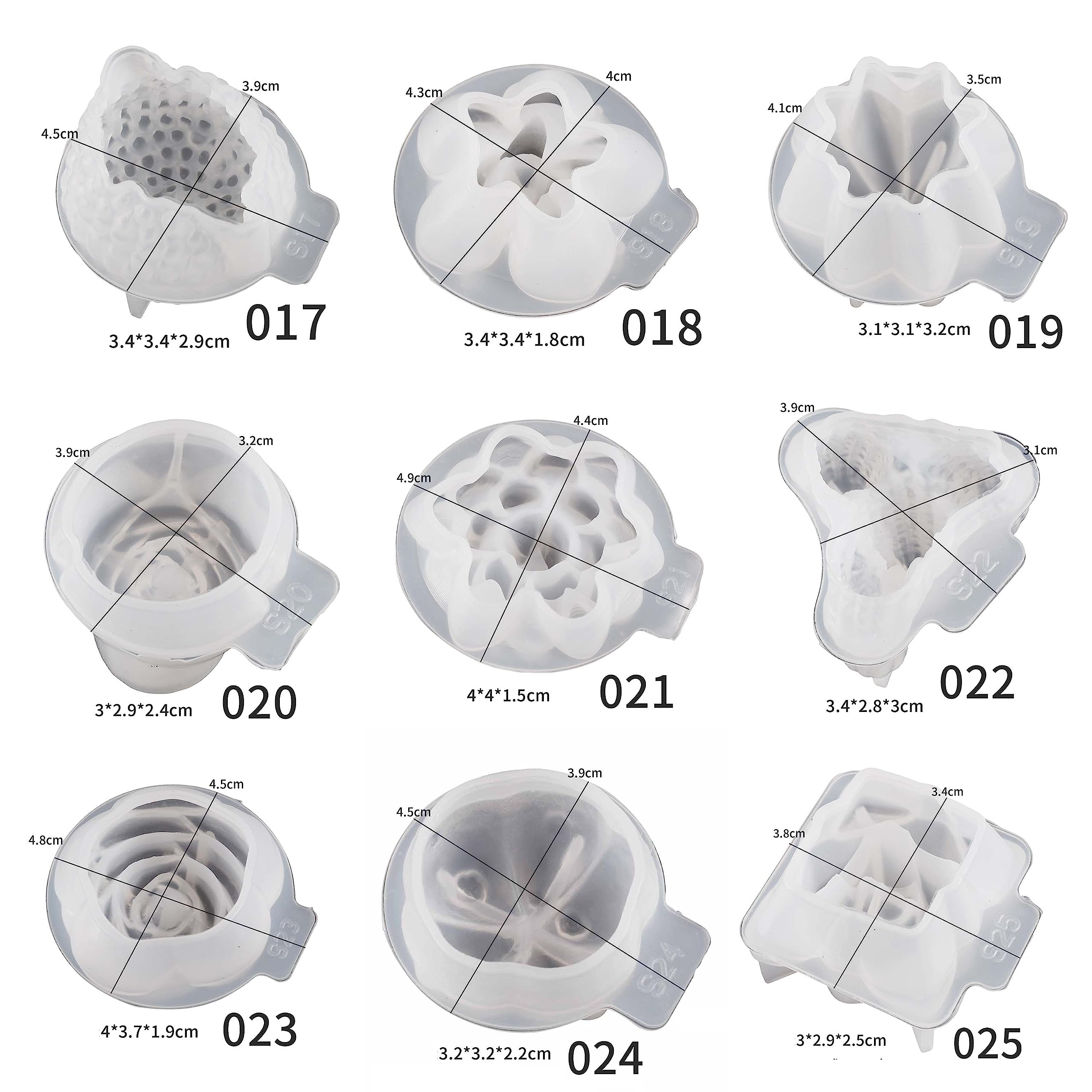 9 Pack Flower Succulent Candle Mold Resin Casting Silicone Molds for Home Decor & Candle Making Wave Spiral Mold