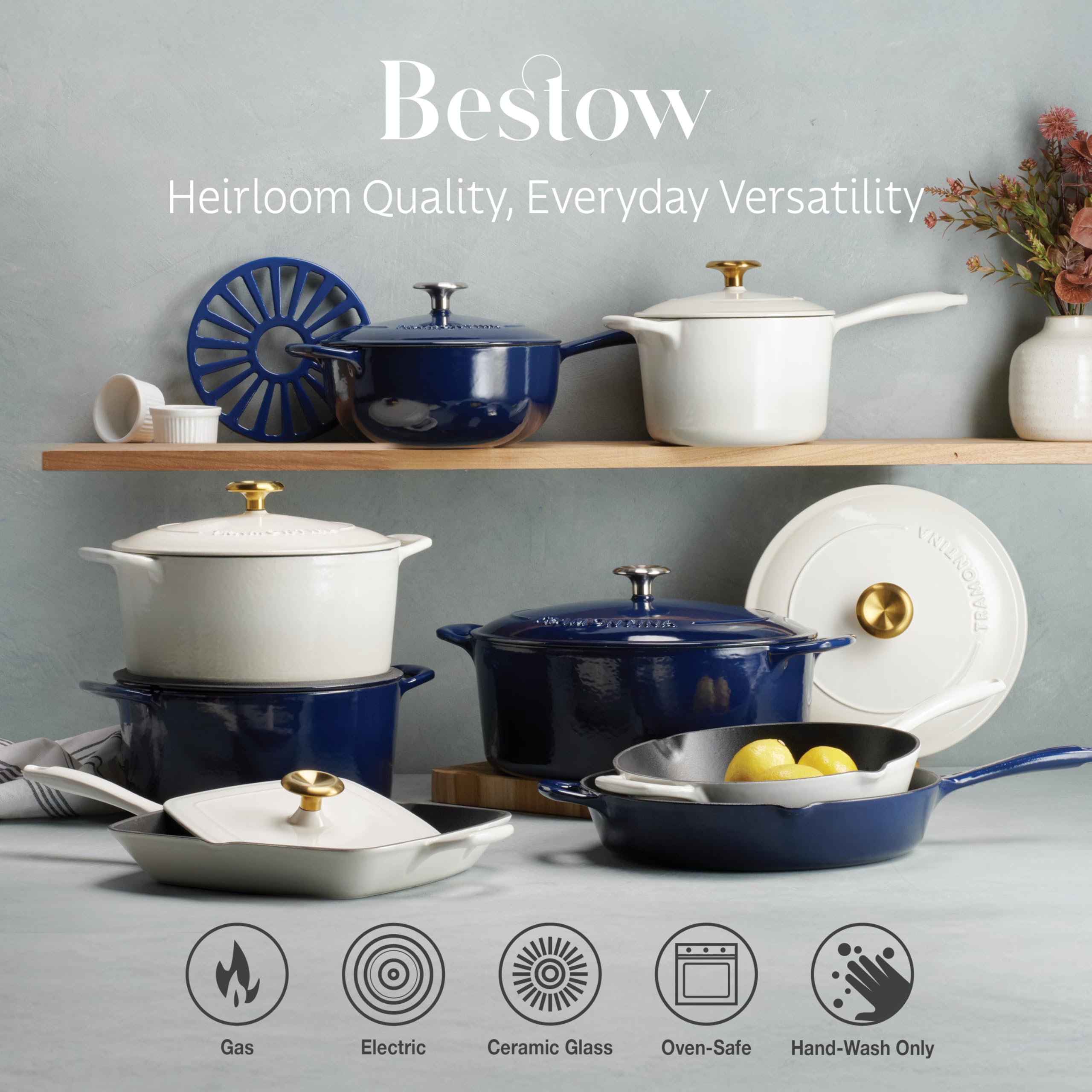 Tramontina Bestow Enameled Cast Iron 4-Qt Braiser Pan with Lid, Blue