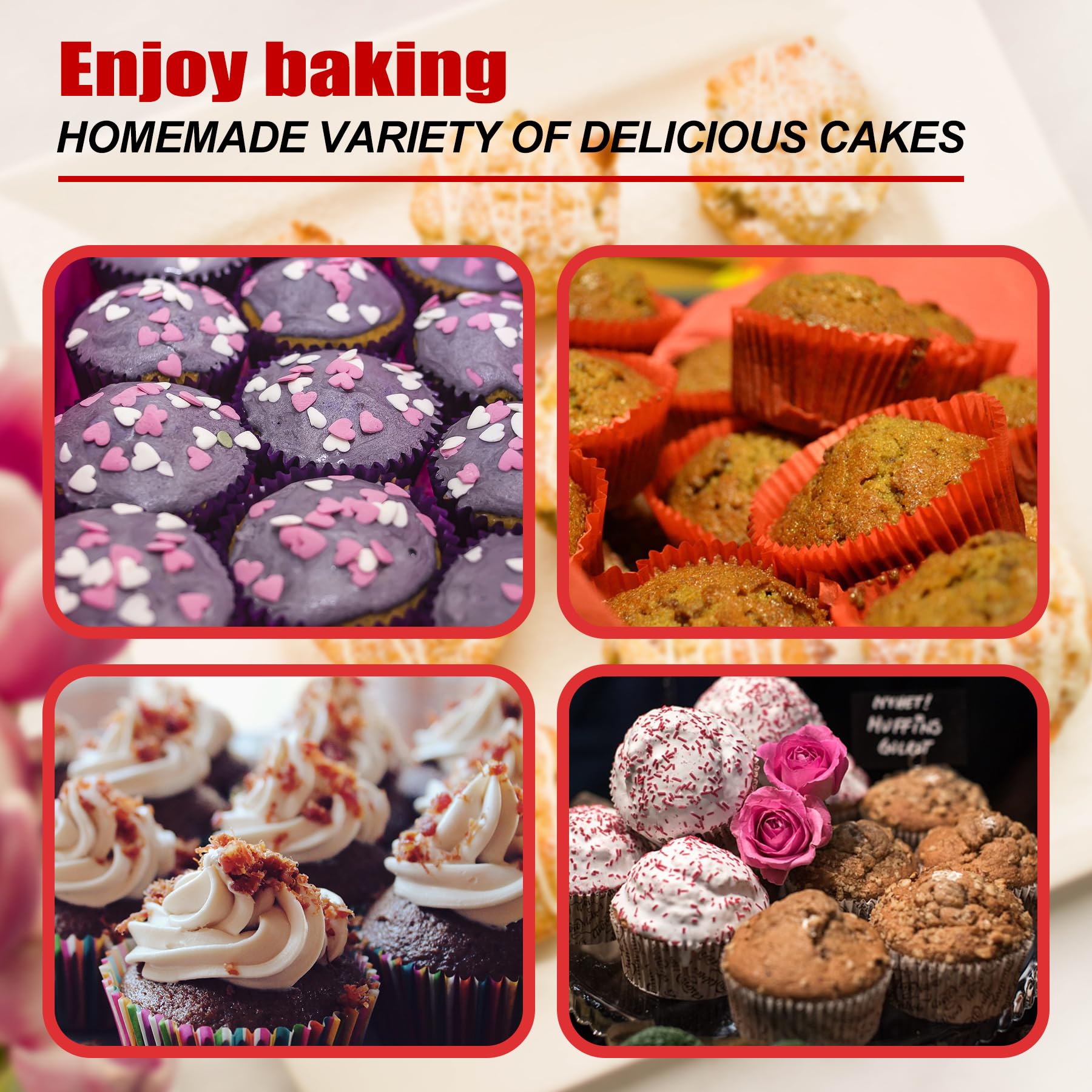 2PCS Thicken-12 Cup Silicone Muffin Pan - Cupcake Baking Pan Great for Making Muffin Cakes, Tart, Bread -Non - Stick Silicone Mold/Dishwasher - Microwave Safe