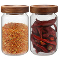 OULOVECO Small Glass Jar with Lids Mini Glass Bottle Glass Storage Canister Borosilicate Glass Containers for Spice Ground Nut Pasta Sugar Candy Tea (6.7oz（200ml)-2 PACK