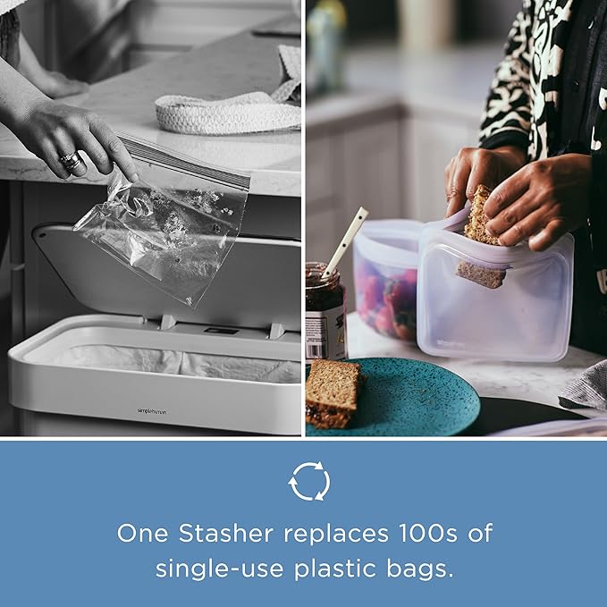 Stasher Premium Silicone Reusable Food Storage Bags, 4-Pack, Multi, Multi-Use Food Storage Bags, Lunch Bag, Travel Containers, BPA Free, Leak-free, Dishwasher-Safe, Eco-friendly