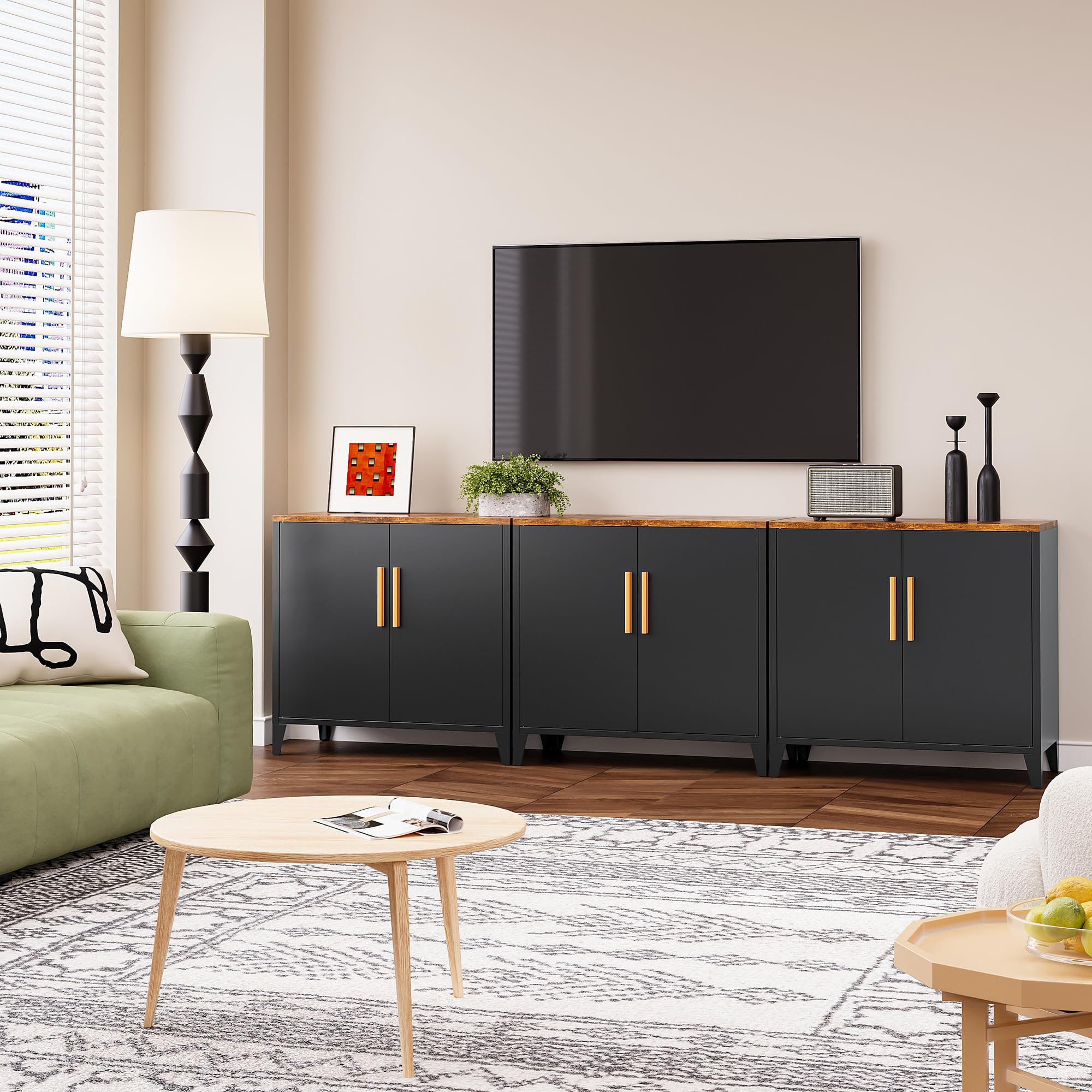 SISESOL Black Storage Cabinet with Doors and Shelves,30 inch Pantry Cabinet Sideboard with Leg,Small Accent Cabinets with Storage,Side Floor Cabinets for Home,Kitchen,Coffee Bar,Dining/Living Room