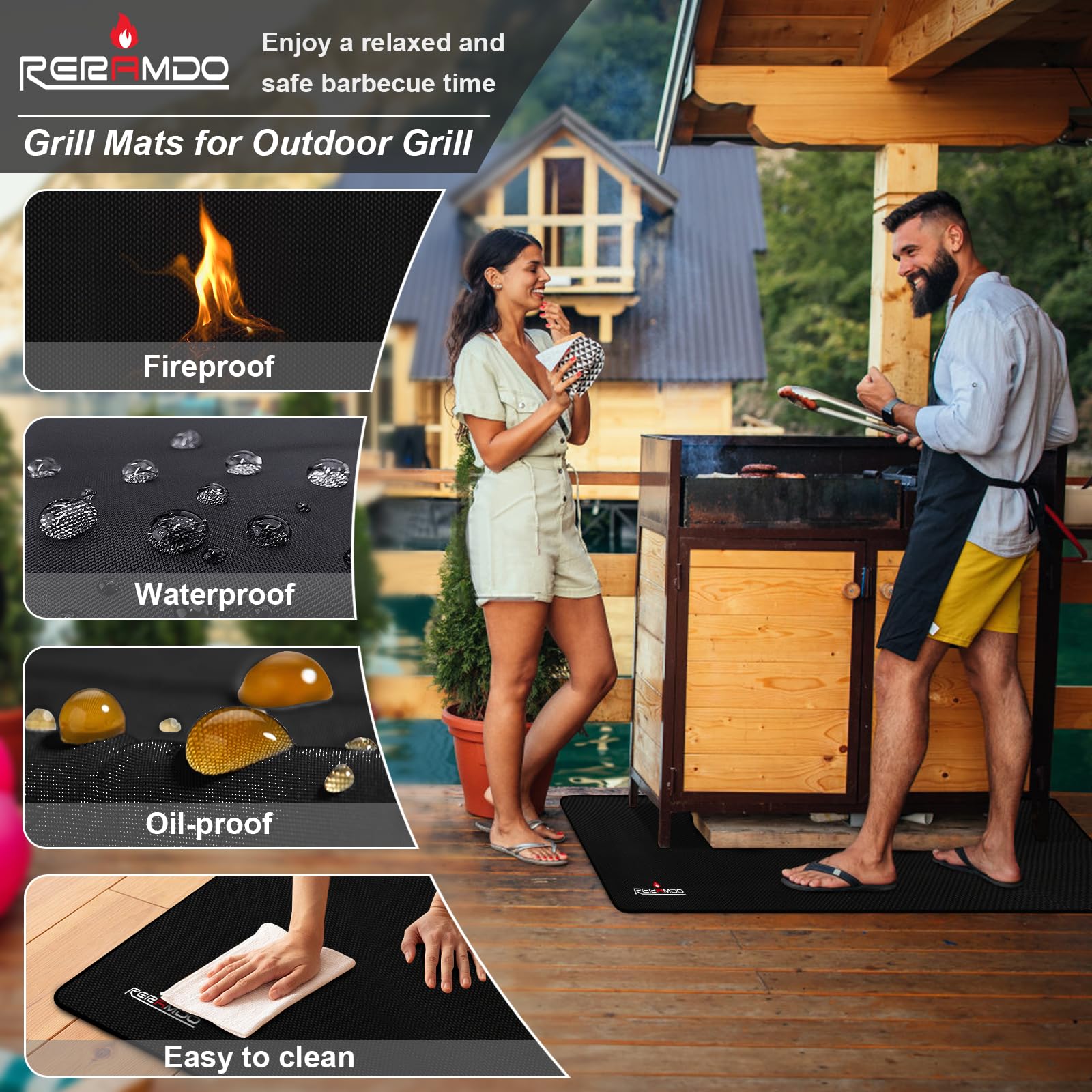 RERAMDO 48 X 30 Inch Under Grill Mats for Outdoor Grill