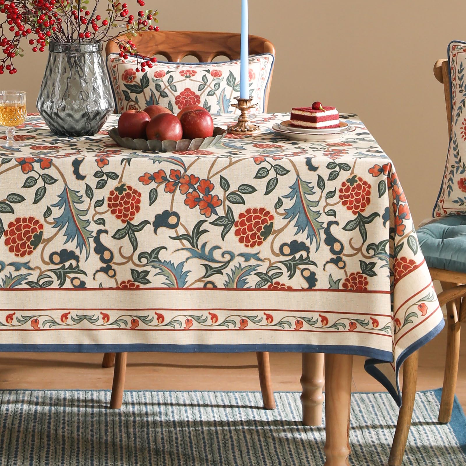 patdrea Elegant French Linen Tablecloth,Rectangular,94"x63"-Puno