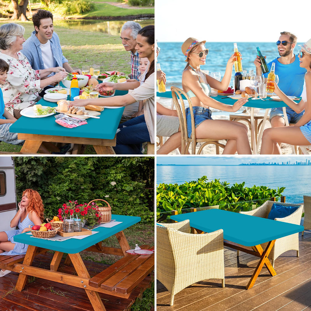 homing Rectangle Table Cloth Cover 5 Foot Teal Elastic Fitted Tablecloth