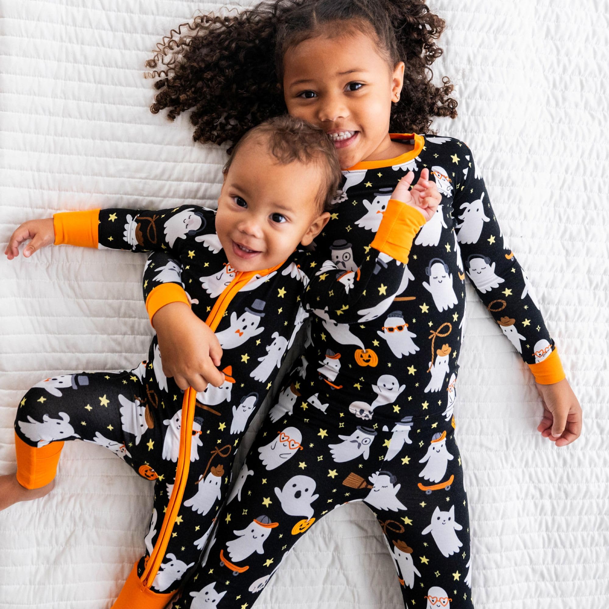 Little Sleepies Halloween Pajamas for Baby Boys & Girls, Viscose from Bamboo Baby Pajamas, Newborn Sleepers, 2-Way Zipper PJs, Friendly Ghosts, 3-6M