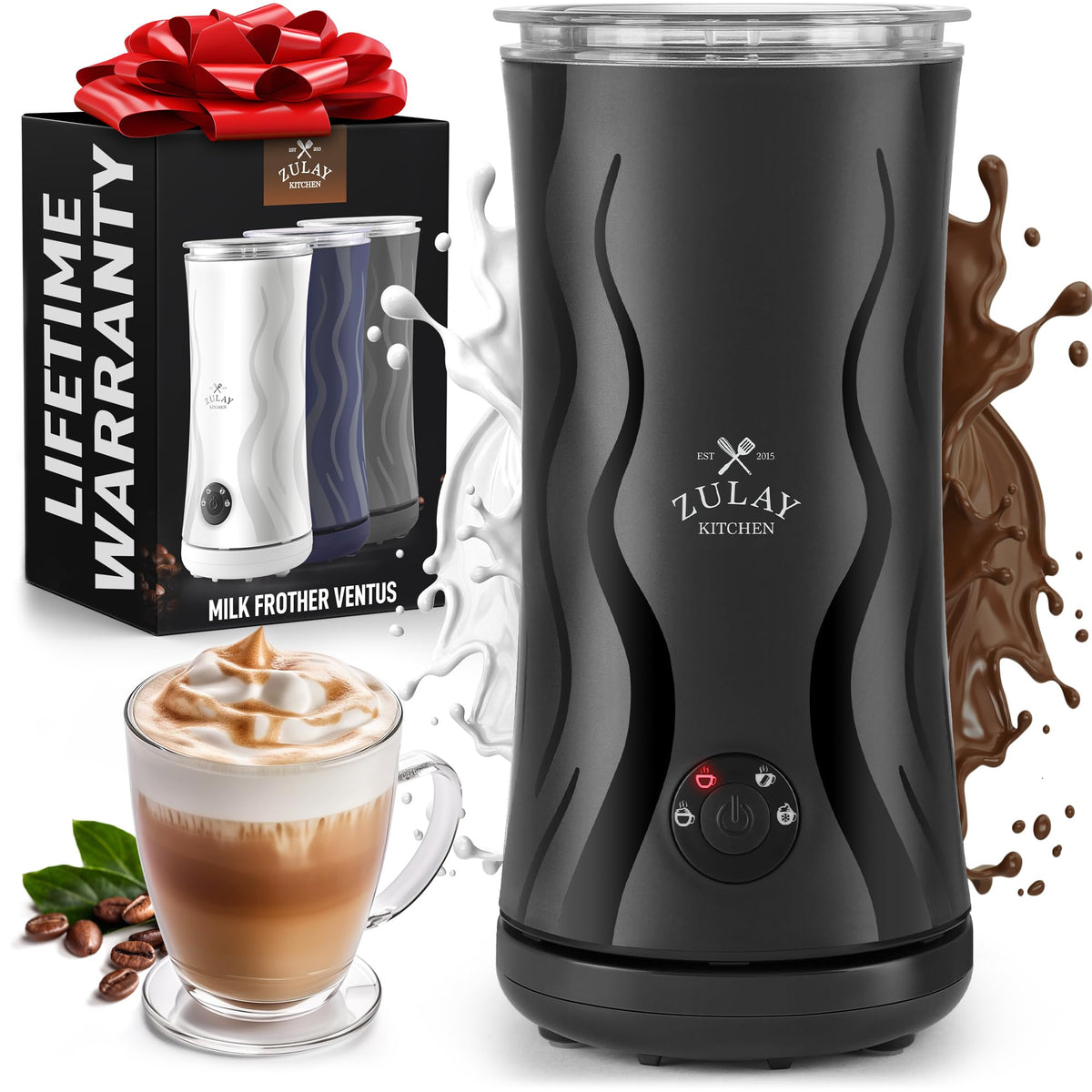 Zulay Powerful Milk Frother for Coffee with Upgraded Titanium Motor - Handheld Electric Whisk, Milk Foamer, Mini Mixer & Coffee Blender for Frappe, Latte, Matcha, No Stand - Pristine Teal