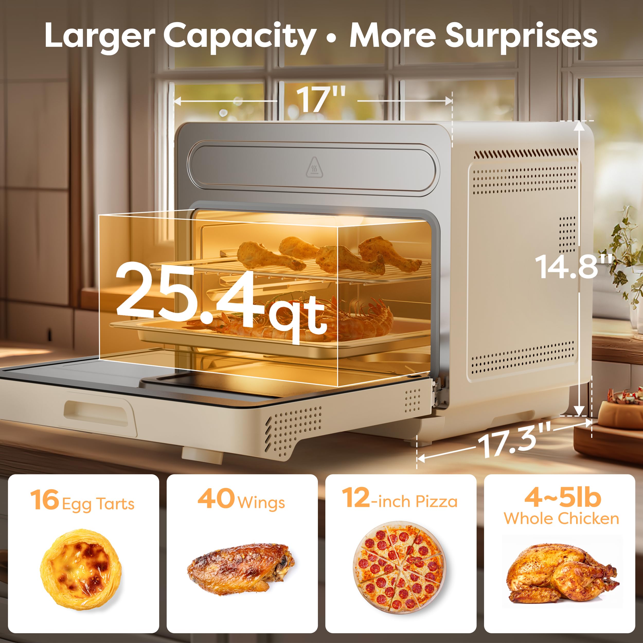 CIARRA 12-in-1 Countertop Steam Oven with Air Fryer, 25.4QT Nosh Oven Pro