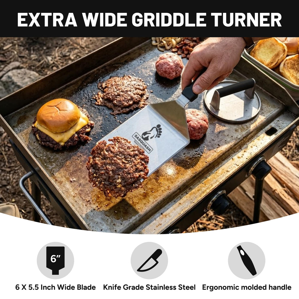 Sasquash Mammoth Smash Burger Spatula, Stainless Steel, 6 x 5.5 Inch Blade