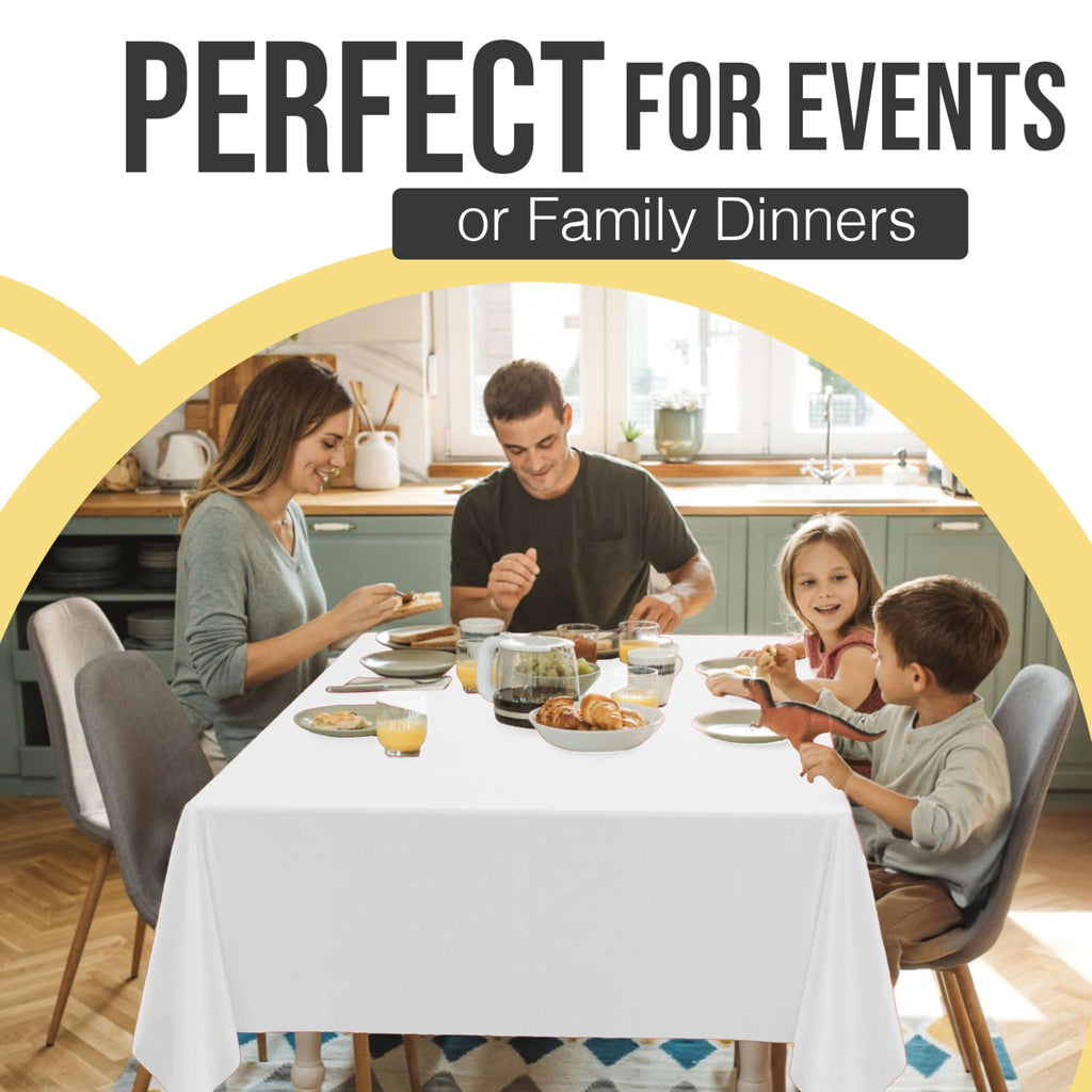 Exquisite 66% Thicker Premium Plastic Table Cloth Rectangle Table Cover 0.5 Mil 12 Pack White Table Cloth 54 Inch x 108 Inch Disposable Tablecloth Won't Tear Easily Like Cheap Thin Brands
