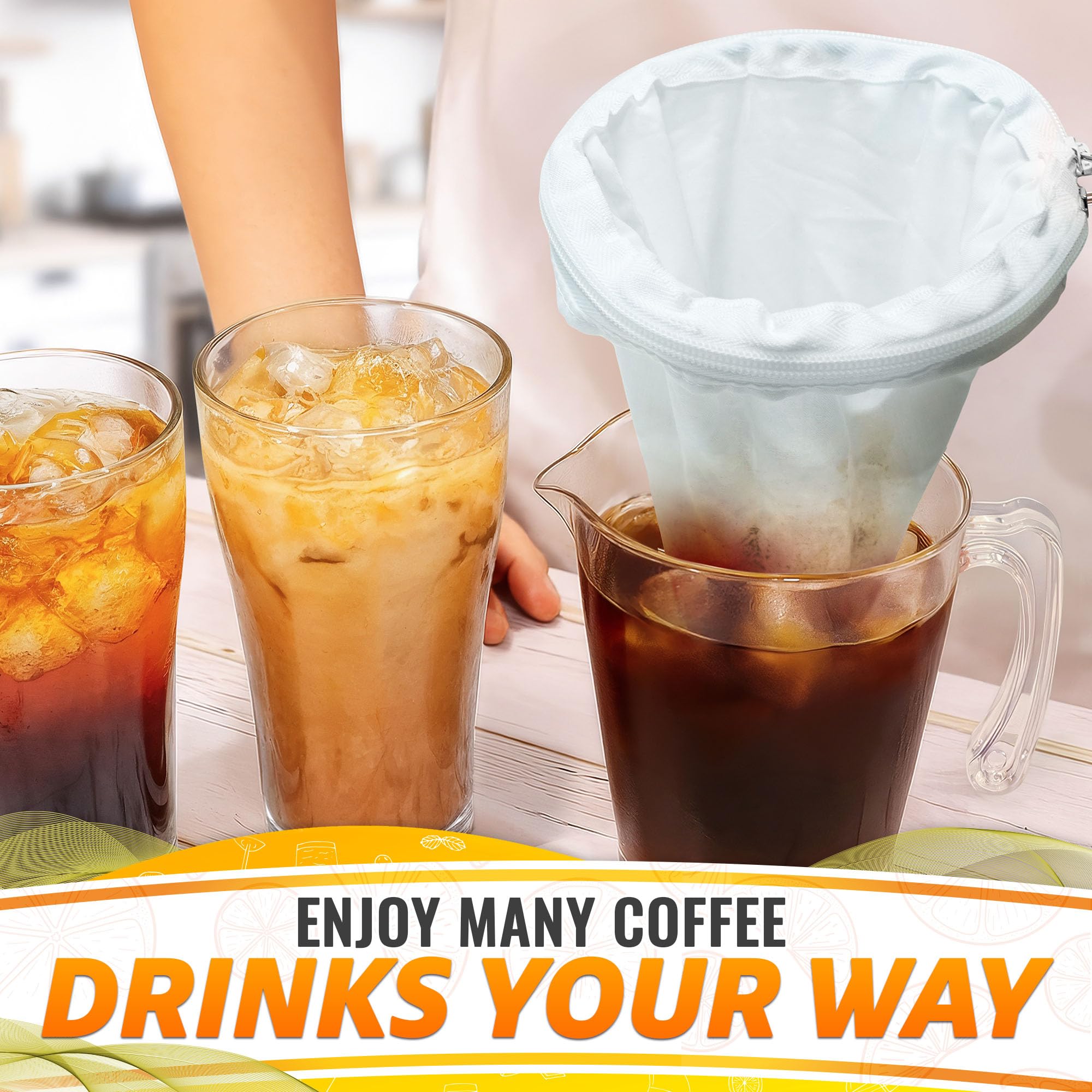 5.3 In Thai Tea Strainer, Fine Mesh Cloth, Stainless Steel Handle