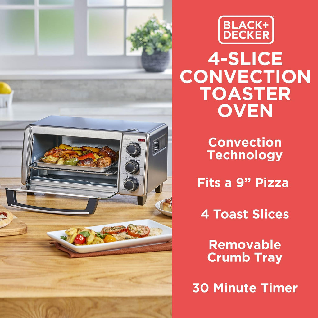 BLACK+DECKER TO1313SBD Toaster Oven, 15.47 Inch, Silver