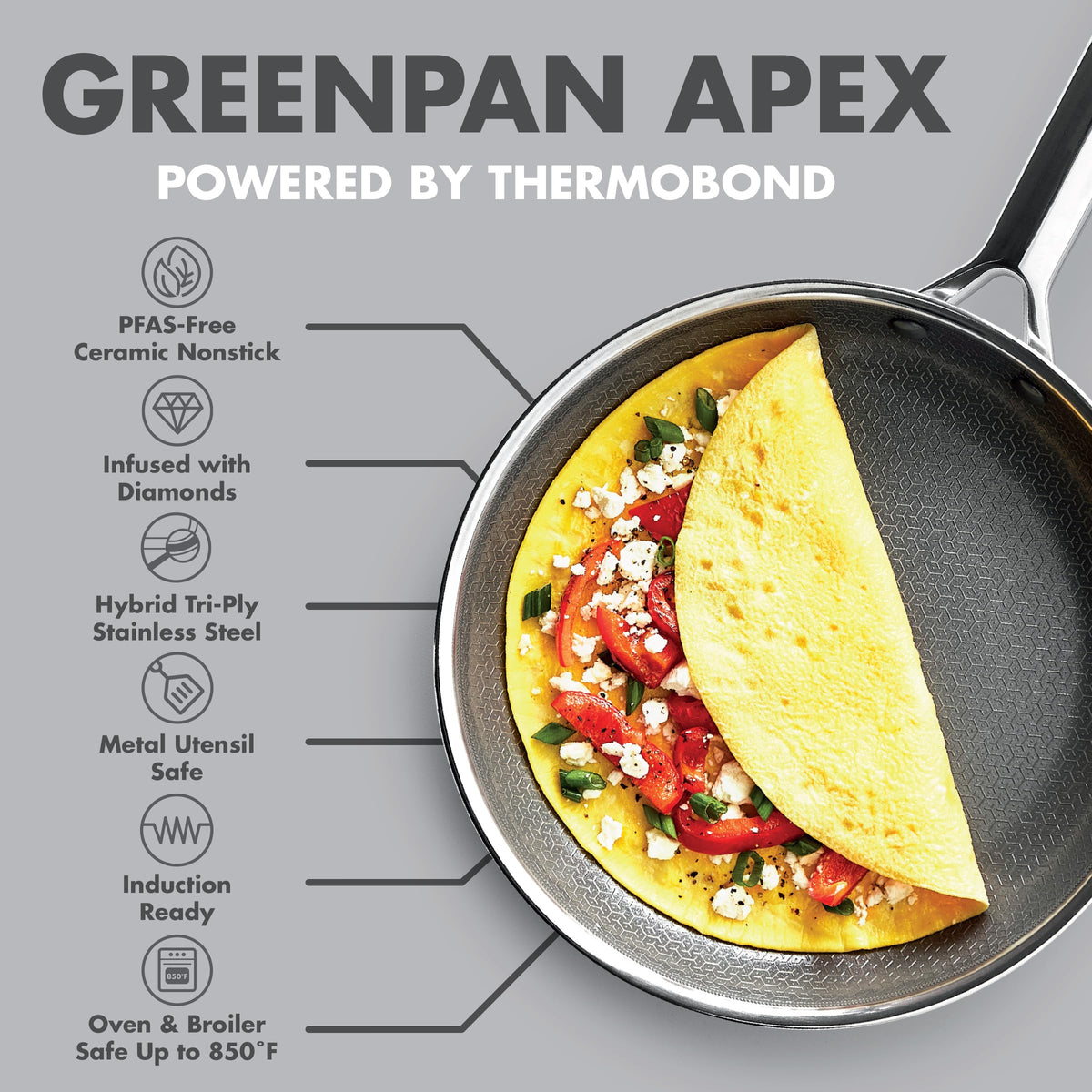 GreenPan Hybrid APEX 13 Piece Stainless Steel Ceramic Nonstick Cookware Set