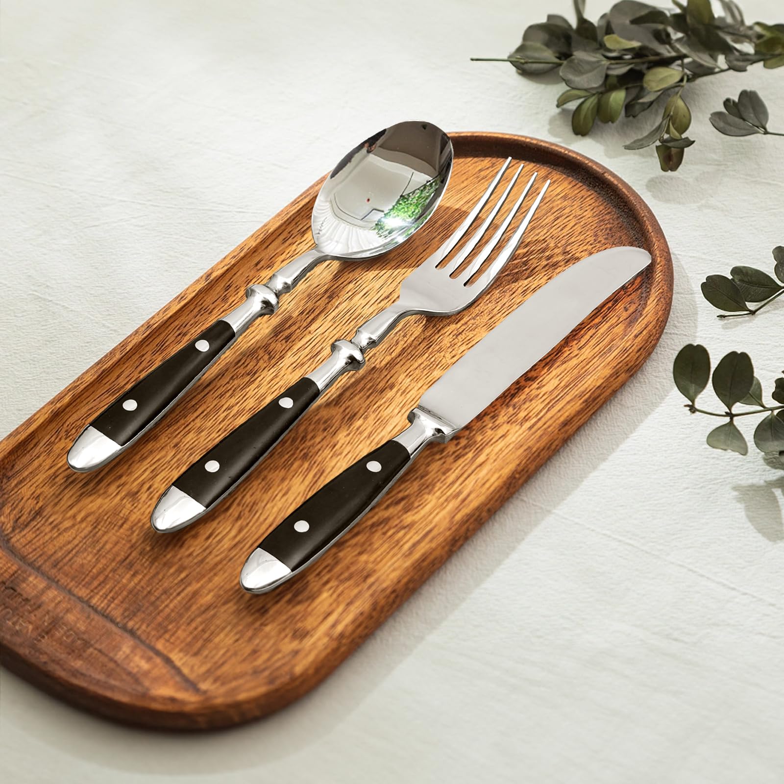 QUEARI Retro 20-Piece Silverware Set, Stainless Steel Cutlery Set, Vintage Flatware Set with Black Bakelite Handle, Dishwasher Safe| Service for 4