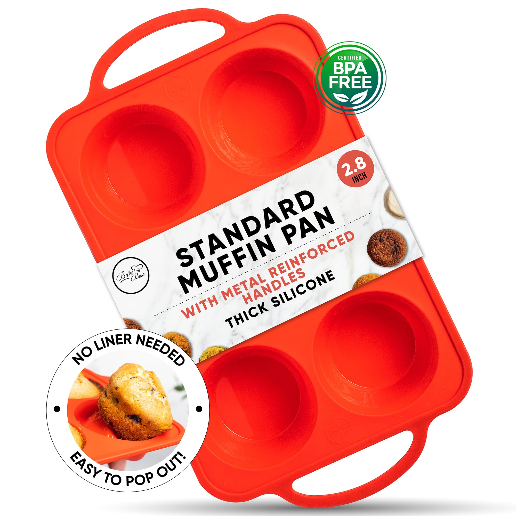 Silicone Muffin Pan, Regular Size 6 Cup Nonstick Cupcake Pan, BPA-Free