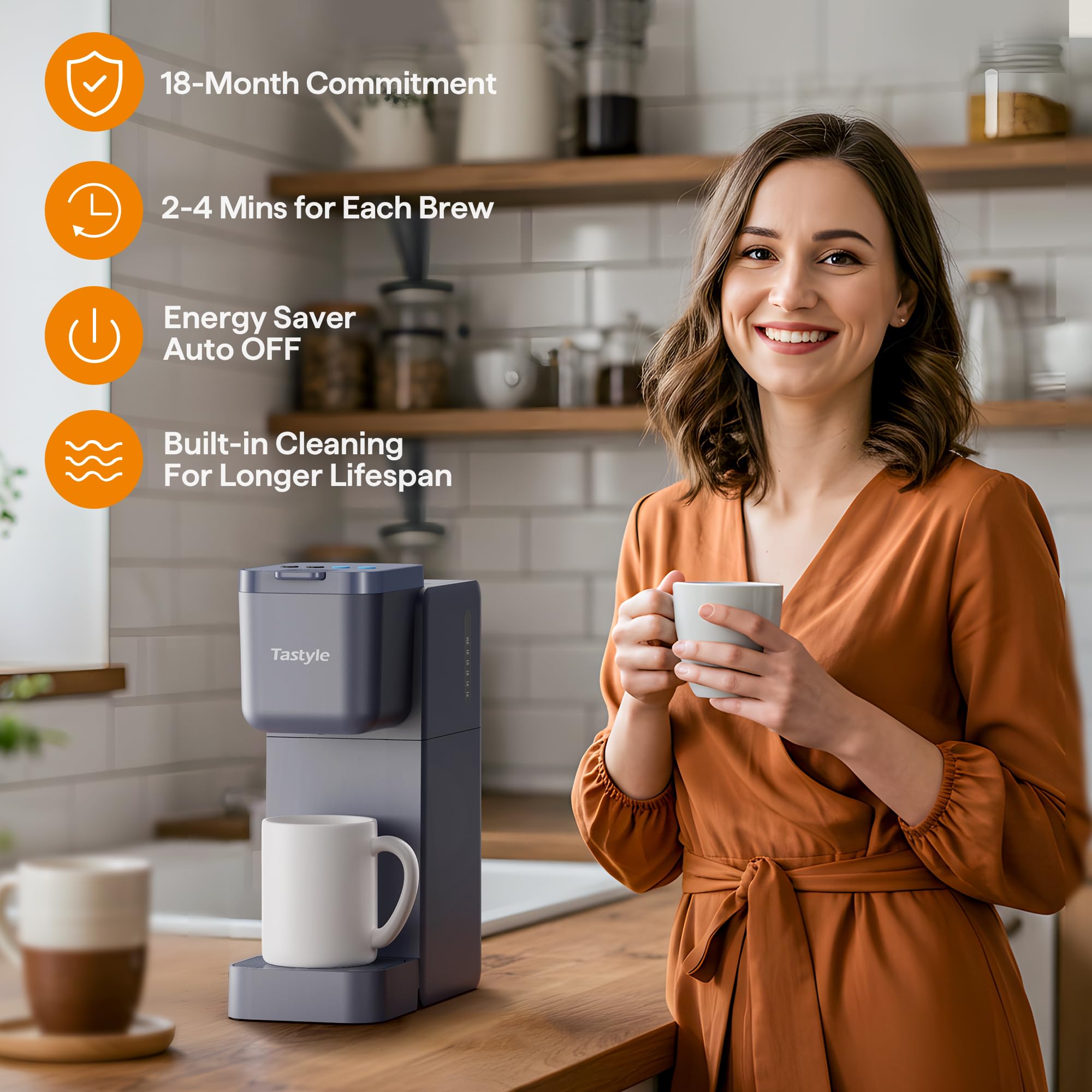 Tastyle Single Serve Coffee Maker for K Cup, Ground and Tea